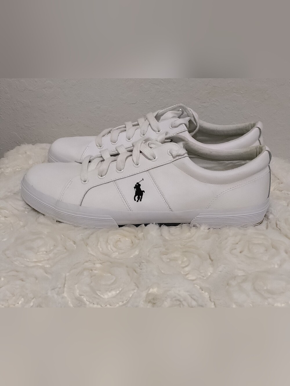 Polo Ralph Lauren White Sneaker with Navy & Gold Logo - Picture 4 of 11